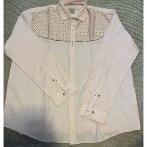 Funky Apparels Men’s 3X Pink Button Up With Gold Embroidery Indian